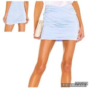 Lovers & Friends Trent Skirt Ruched Bodycon Mini Blue S Stretch Cocktail Party